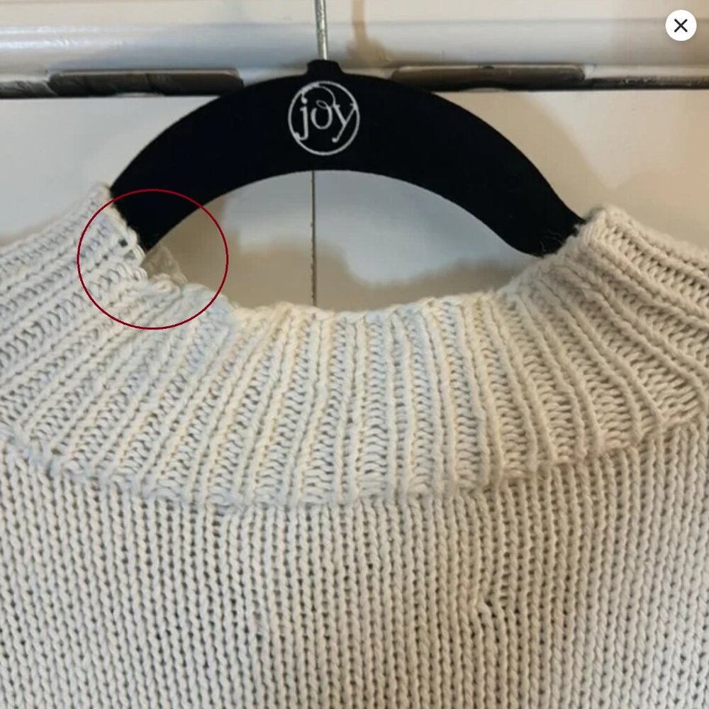 Vintage Talbots Hand Knit Beaded Floral‎ Sweater Ivory Mock Neck Size S - Picture 16 of 17